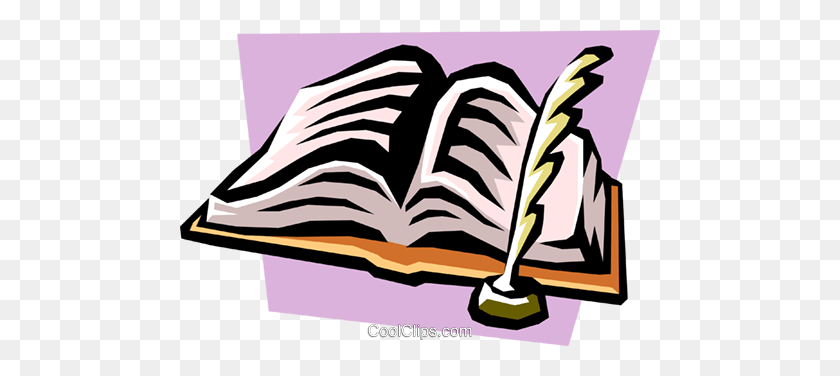 480x316 Book With Quill Pen Royalty Free Vector Clip Art Illustration - Quill Clipart