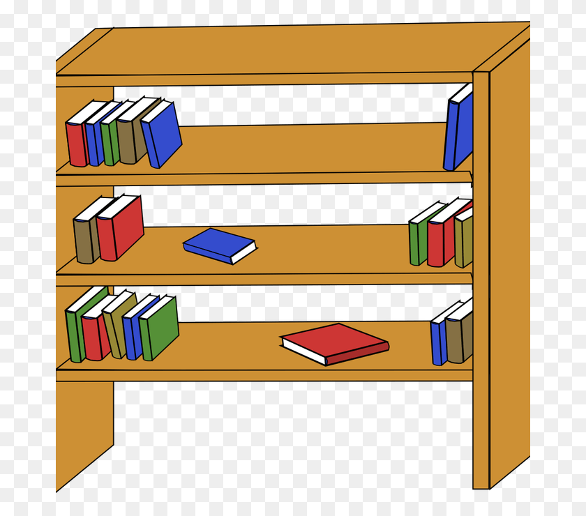 680x680 Books On Shelf Clipart - Row Of Books Clipart