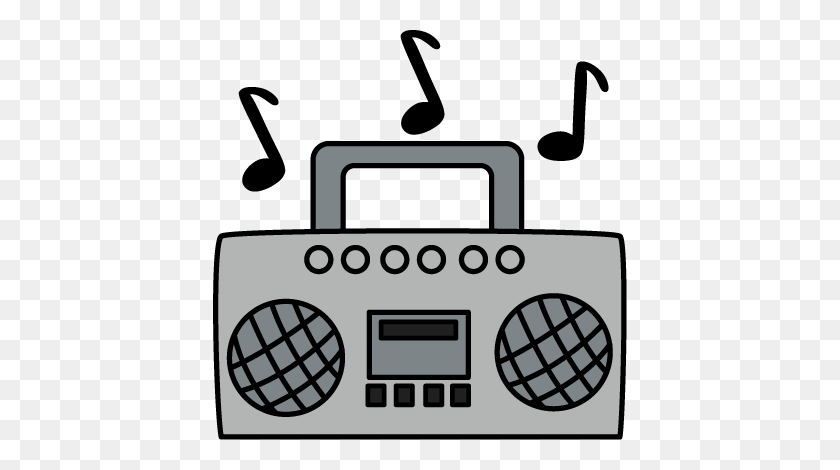 414x410 Boombox With Music Notes Decorating Cakes Cupcakes Etc - Music Clipart Black And White