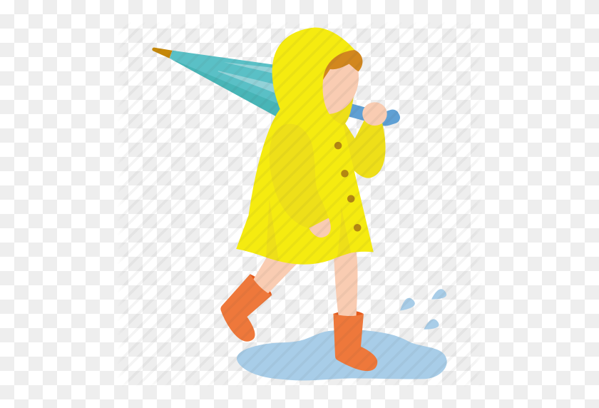 512x512 Boots, Child, Puddle, Rain, Raincoat, Toddler, Yellow Icon - Rain Puddle Clipart