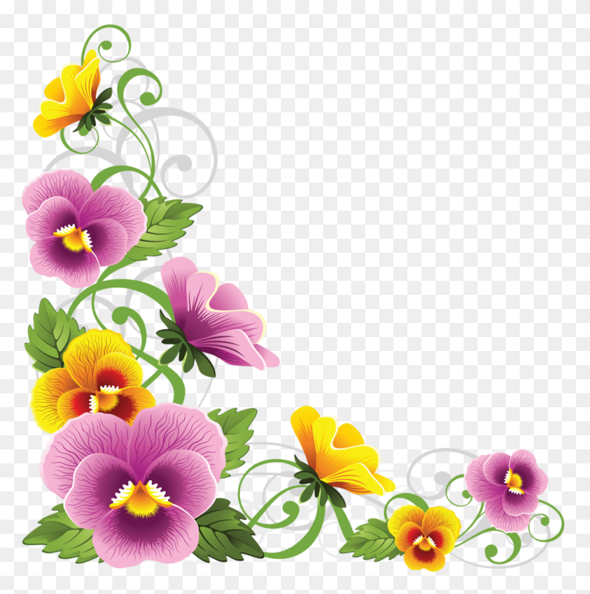 1015x1024 Borde Flores Flowers, Clip Art And Art - Pansy Clipart