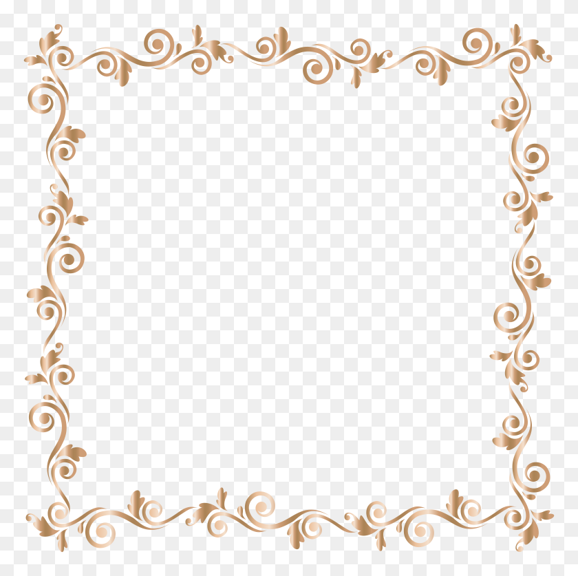 8000x7970 Border Frame Gold Png Clip Art - Paper Clipart PNG