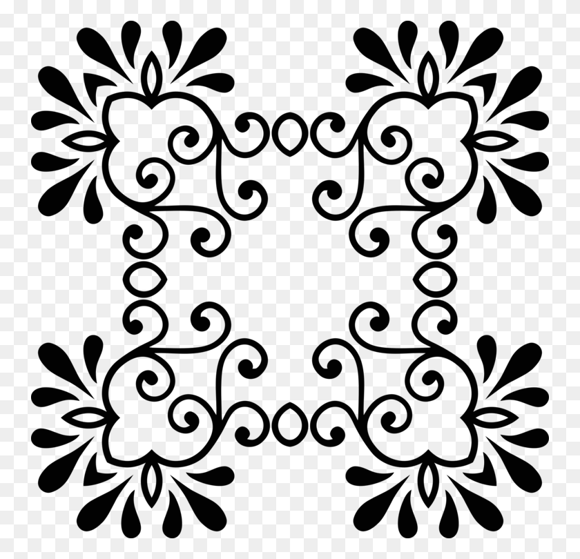 750x750 Borders And Frames Black Floral Design Color Visual Arts Free - Floral Pattern PNG
