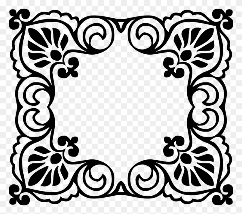 853x750 Borders And Frames Rubber Stamp Picture Frames Computer Icons - Vintage Scroll Clipart