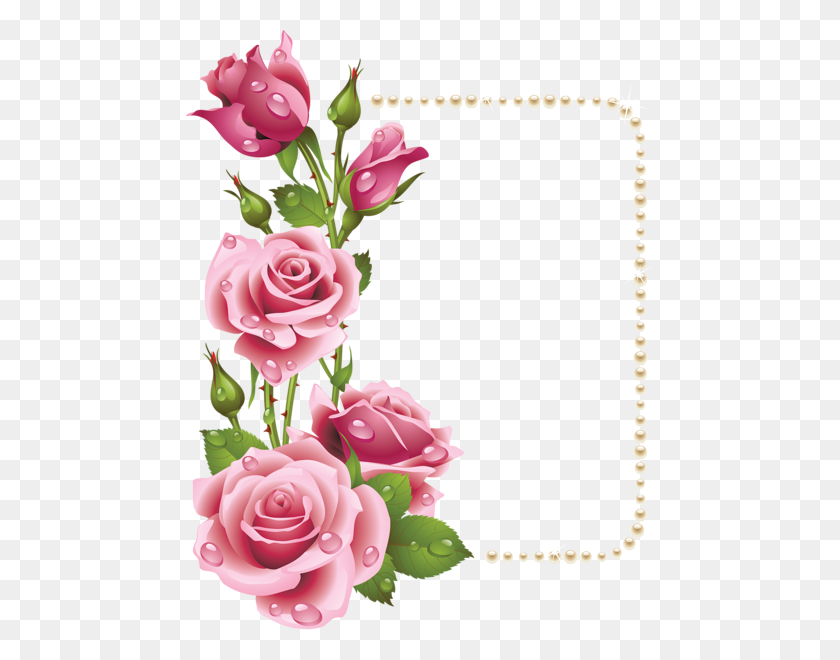 468x600 Bordures Roses Pour Poeme Craft Flores - Росас Png