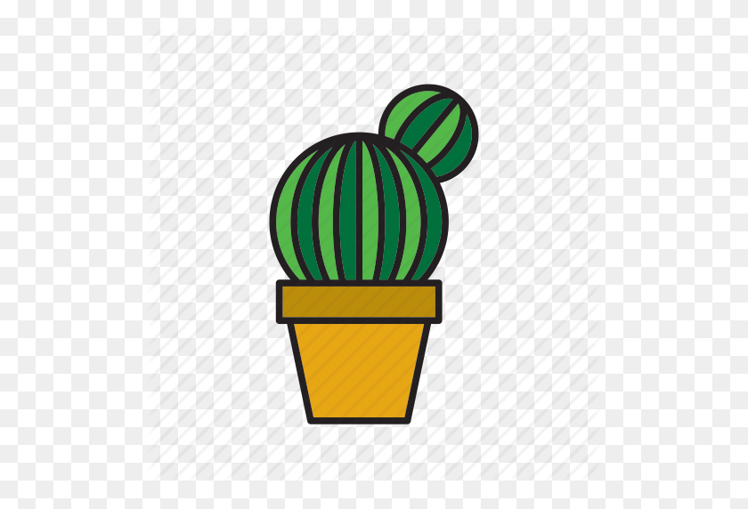 512x512 Botanical, Cacti, Cactus, Flowerpot, Plant, Pot, Succulent Icon - Cacti PNG