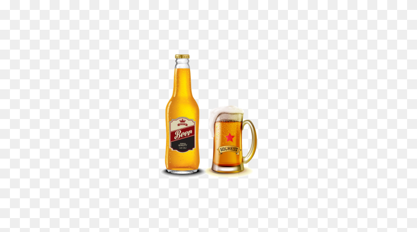 1200x628 Bottle And Glass Of Beer Free Vector And Png The Graphic Cave - Glass Bottle PNG