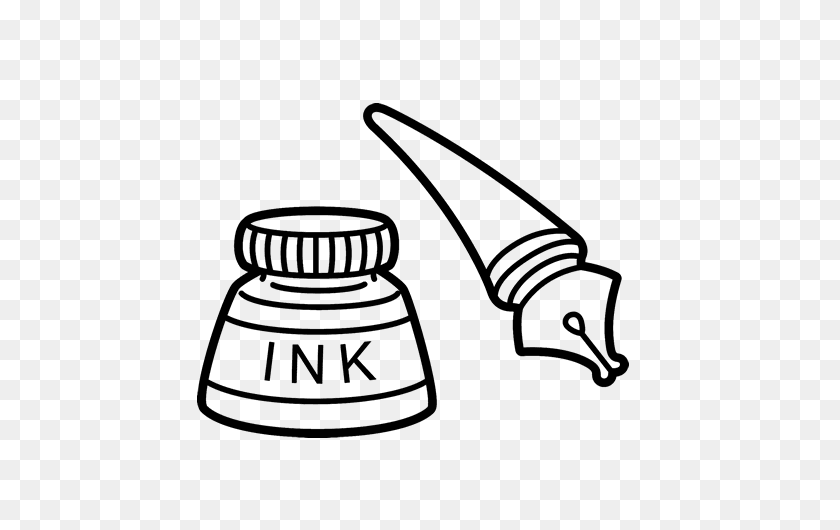 600x470 Bottle And Quill Ink Pen Clip Art - Inkwell Clipart