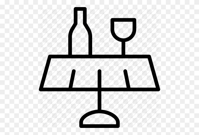 512x512 Bottle, Glass, Meal, Restaurant, Serving, Table, Wine Icon - Clipart Wine Bottle And Glass
