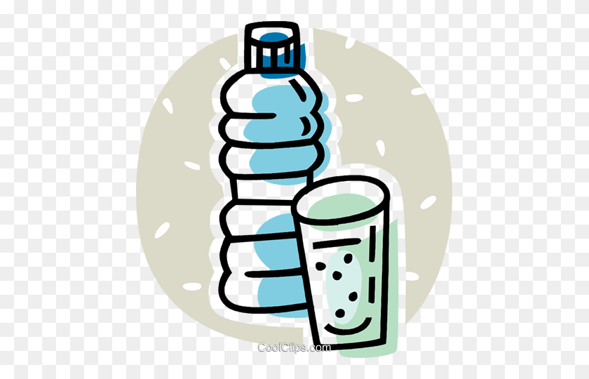 451x480 Bottle Of Water And A Cup Royalty Free Vector Clip Art - Water Cup Clipart