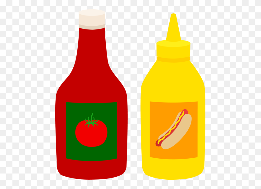 483x550 Bottles Of Ketchup And Mustard - Condiments Clipart