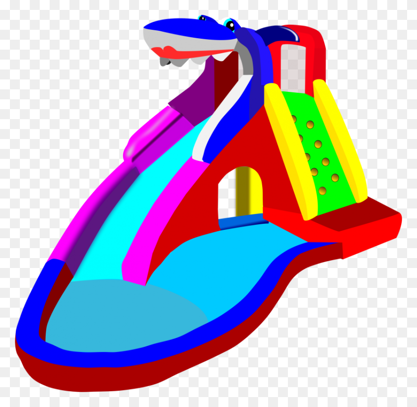 830x809 Bouncy Castle Water Slide Pool Vector Clip Art - Bounce Clipart