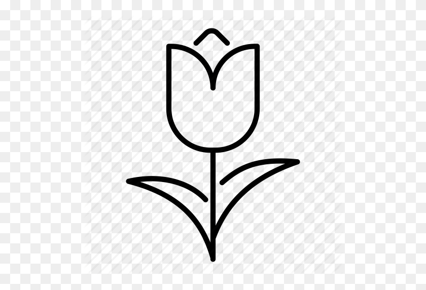 512x512 Букет, Цветок, Природа, Растение, Весна, Весенний Цветок, Значок Тюльпан - Весенние Цветы Черно-Белый Клипарт