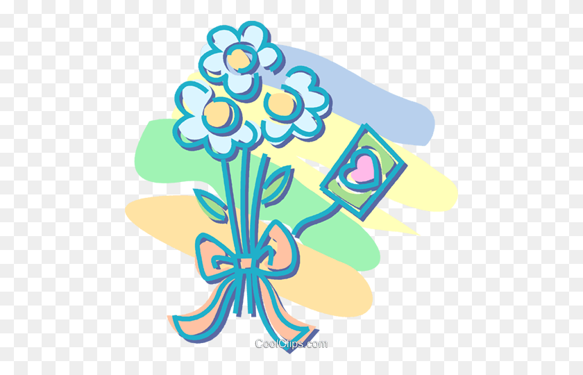 480x480 Bouquet Of Flowers Royalty Free Vector Clip Art Illustration - Bouquet Of Flowers Clipart