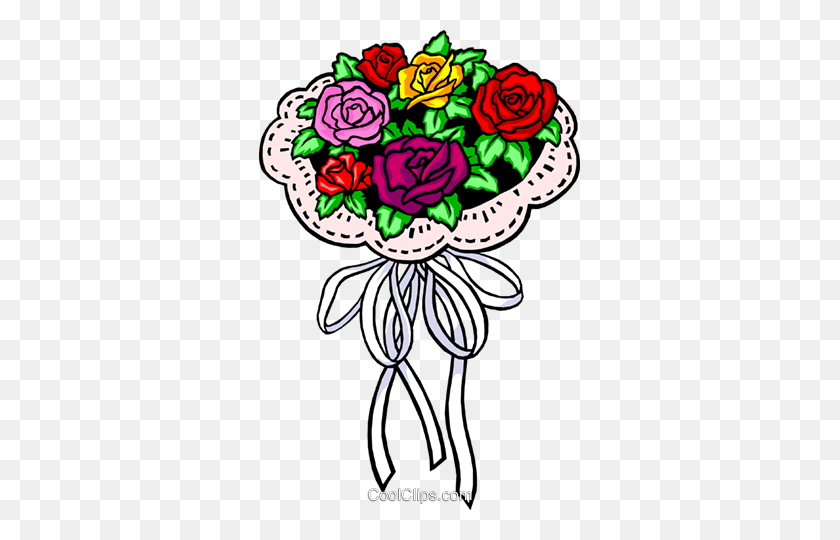 321x480 Bouquet Of Roses Royalty Free Vector Clip Art Illustration - Bouquet Clipart