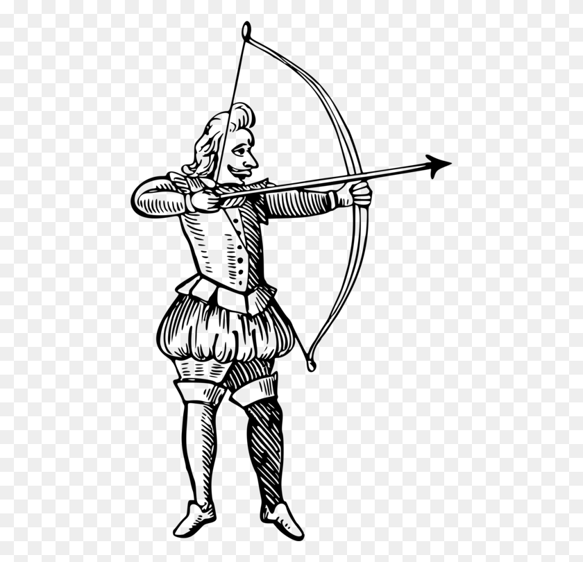 464x750 Bow And Arrow Archery Drawing Hunting - Target Clipart Black And White