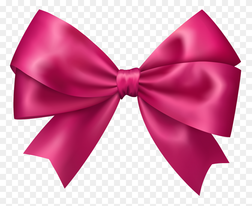 8000x6438 Bow Pink Transparent Clip Art - Pink Bow Clipart Transparent