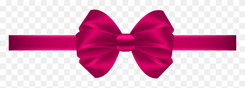 8000x2514 Bow Pink Transparent Png Clip - Pink Bow PNG