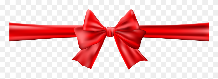 8000x2517 Bow With Ribbon Red Clip Art - Silk Clipart
