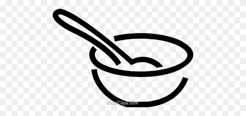 480x338 Bowl And Spoon Royalty Free Vector Clip Art Illustration - Bowl Clipart Black And White