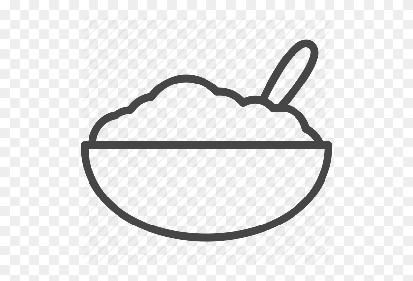 512x512 Bowl, Breakfast, Food, Line, Oatmeal, Outline Icon - Oatmeal PNG