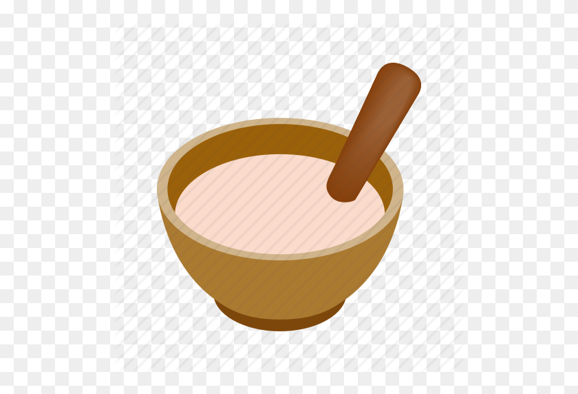 512x512 Bowl, Cooking, Cream, Isometric, Spoon, Wooden, Wooden Spoon Icon - Wooden Spoon Clipart