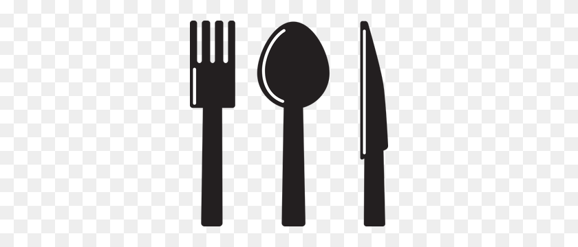 288x300 Bowl Spoon Clip Art - Fork And Knife Clipart Black And White