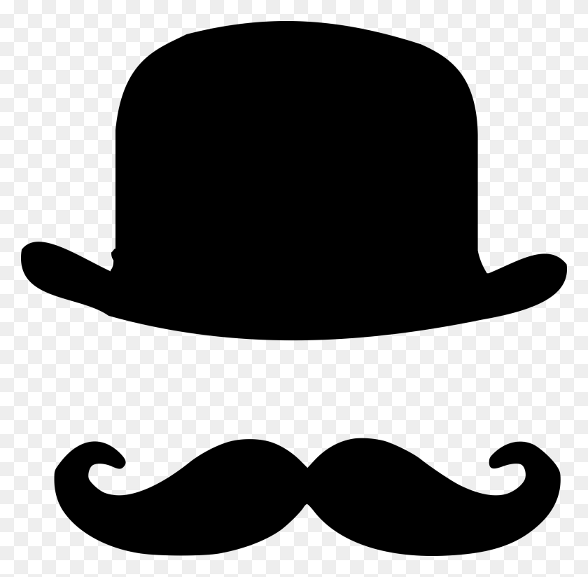 2400x2351 Bowler Hat And Moustache Icons Png - Moustache PNG