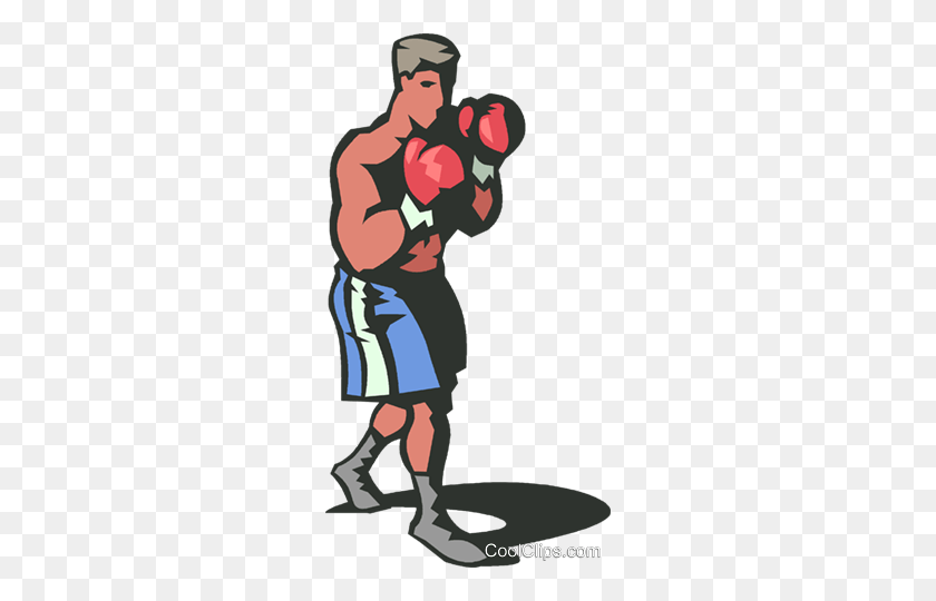 256x480 Boxer Royalty Free Vector Clip Art Illustration - Boxing Clipart