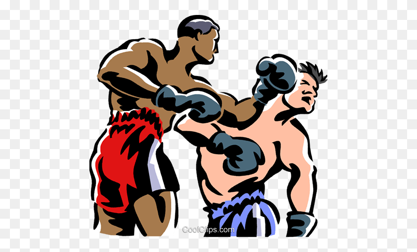 480x447 Boxeadores Lucha Libre De Regalías Vector Clipart Ilustración - Sin Imágenes Prediseñadas De Lucha