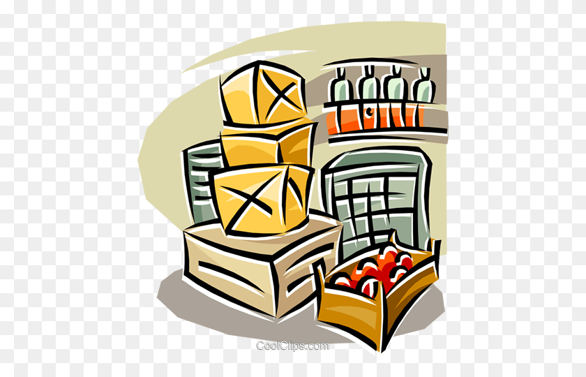 446x480 Boxes For Storage Royalty Free Vector Clip Art Illustration - Storage Clipart