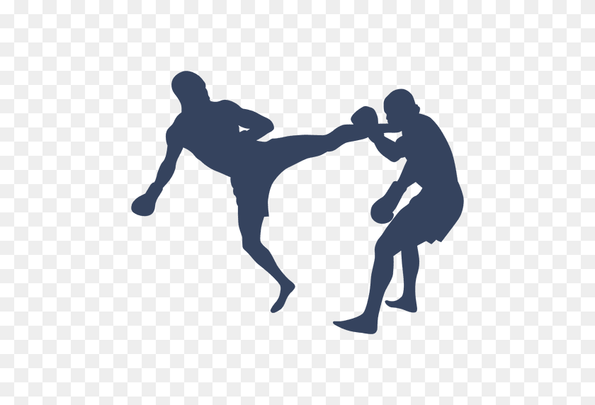 512x512 Boxing Kickboxing Fight Silhouette - Boxing PNG