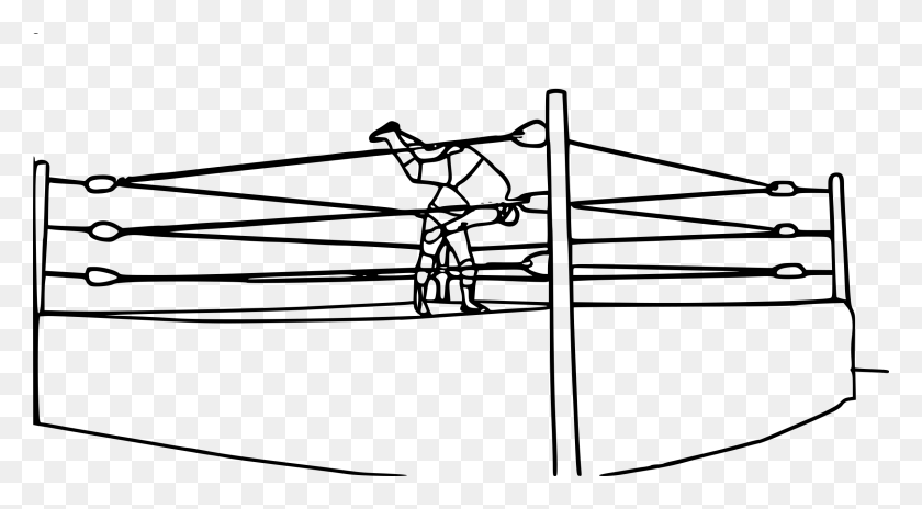 2400x1245 Boxing Ring Cliparts - Wrestling Clipart Black And White