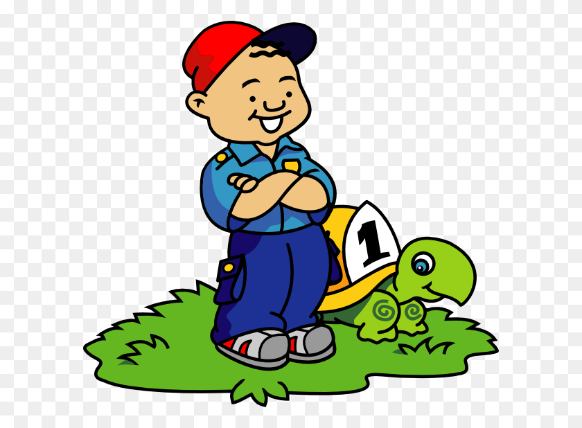 600x558 Boy And Turtle Clip Art Free Vector - Good Luck Clipart