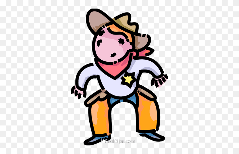 342x480 Boy Dressed Up Like A Cowboy Royalty Free Vector Clip Art - Get Dressed Clipart