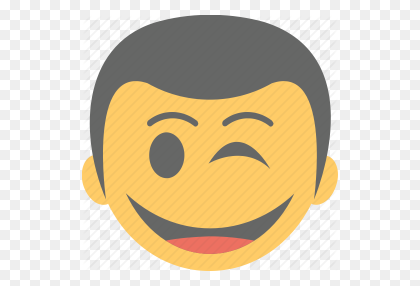 512x512 Niño Emoji, Descarado, Sonriente, Sonriendo, Guiñando El Ojo Icono De La Cara - Wink Emoji Clipart