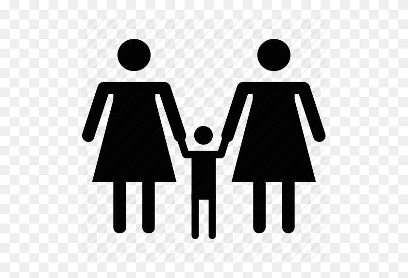 512x512 Boy, Familiar, Family, Kid, Silhouette, Son, Two Women Icon - Family Silhouette PNG