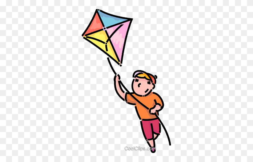 297x480 Boy Flying A Kite Royalty Free Vector Clip Art Illustration - Young Boy Clipart
