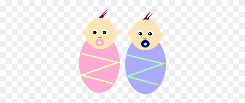 300x294 Boy Girl Twin Babies Clip Art - Cradle Clipart