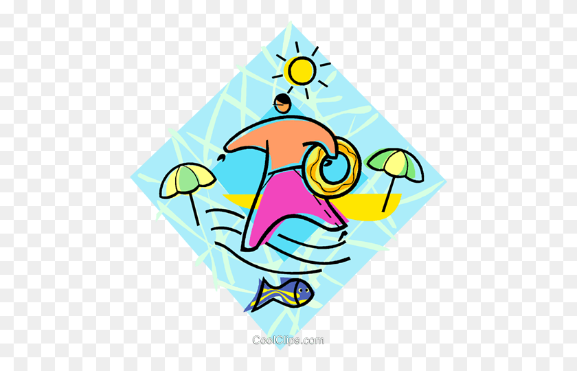 462x480 Boy Going Swimming In The Ocean Royalty Free Vector Clip Art - Swimming In The Ocean Clipart