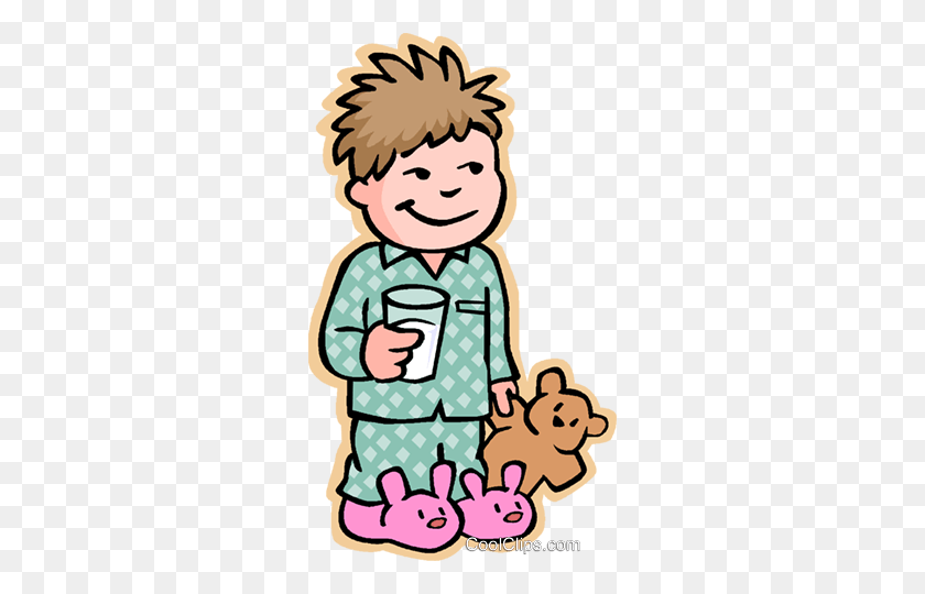 280x480 Boy Going To Bed, With Teddy Bear Royalty Free Vector Clip Art - Go To Bed Clipart