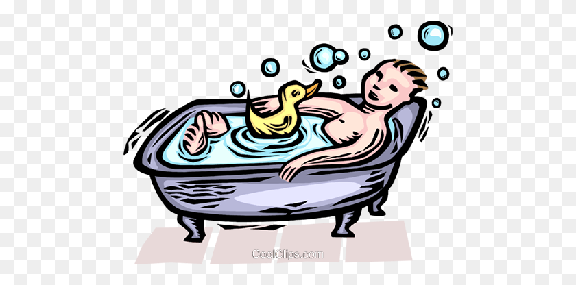 480x356 Boy Having A Bath Royalty Free Vector Clip Art Illustration - Taking A Bath Clipart
