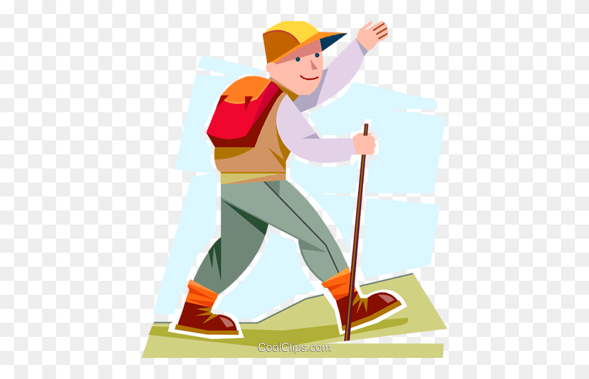436x480 Boy Hiking Royalty Free Vector Clip Art Illustration - Kids Hiking Clipart