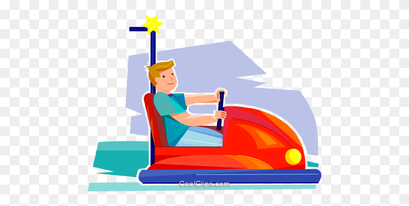480x364 Boy In A Bumper Car Royalty Free Vector Clip Art Illustration - Bumper Cars Clipart