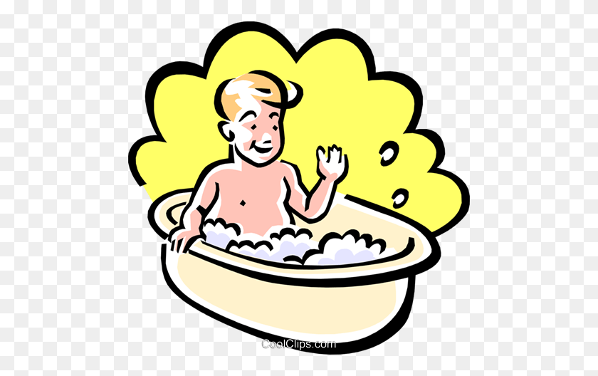 480x468 Boy In Bath Royalty Free Vector Clip Art Illustration - Taking A Bath Clipart