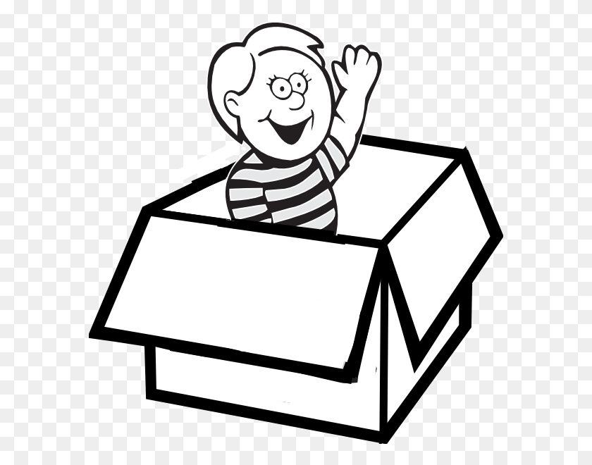 588x600 Boy In Box Clip Arts Download - Table Clipart Black And White