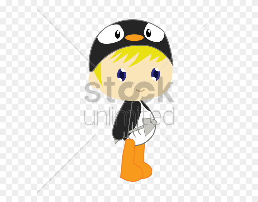 600x600 Boy In Penguin Costume On White Background Vector Image - Boy With Glasses Clipart