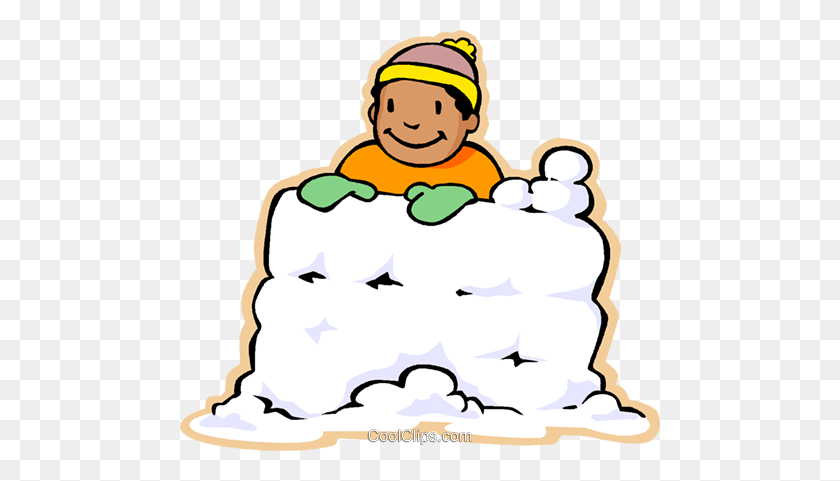 480x421 Boy In Snow Fort, Snow Fight Royalty Free Vector Clip Art - Fort Clipart