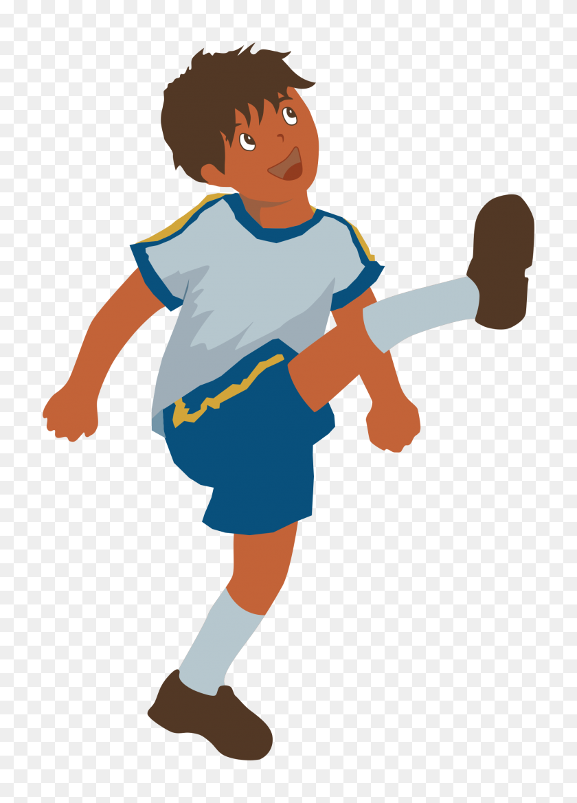 1688x2400 Boy Kicking Soccer Ball Clipart - Kids Soccer Clipart