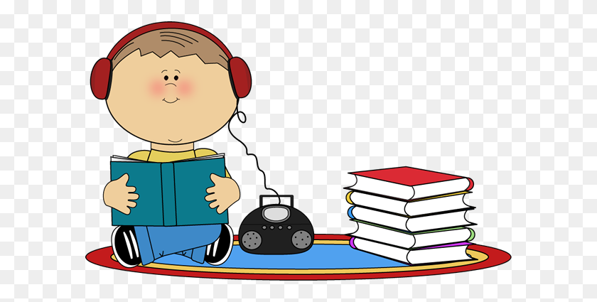 600x365 Boy Listening To Book On Cd Player Clip Art - Play Clipart